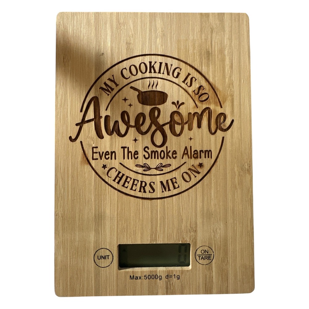 Digital Kitchen Scale Bamboo Top Laser Engraved Funny Food Scale kg/oz/lb/g NEW